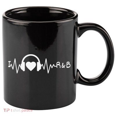 I Love R&B Heartbeat Rhythm and Blues Music 90's RnB 11oz C Handle Ceramic Mug