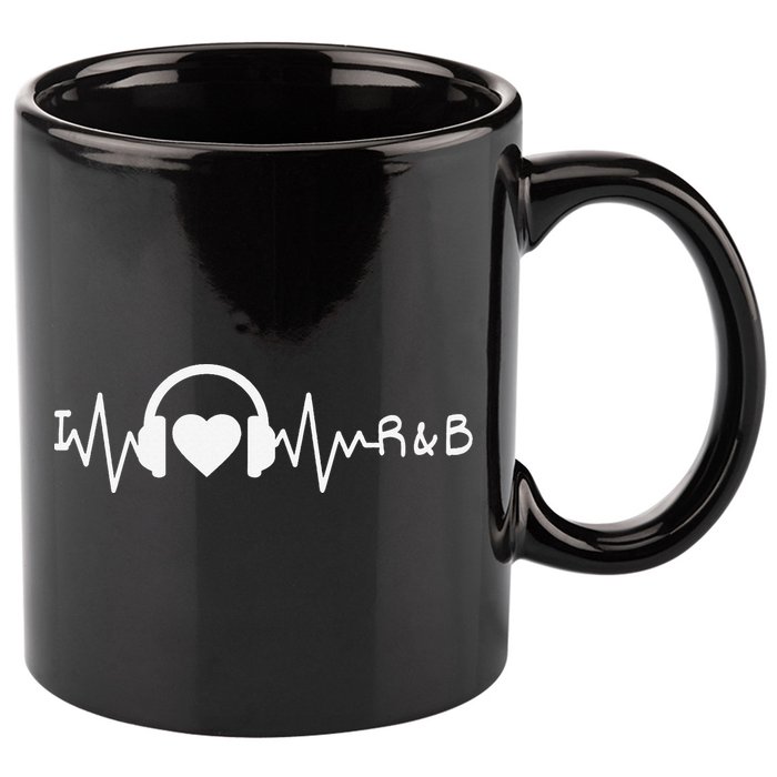 I Love R&B Heartbeat Rhythm and Blues Music 90's RnB 11oz C Handle Ceramic Mug