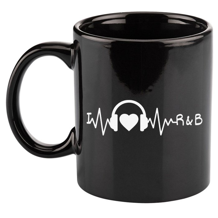 I Love R&B Heartbeat Rhythm and Blues Music 90's RnB 11oz C Handle Ceramic Mug