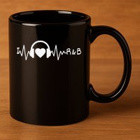 I Love R&B Heartbeat Rhythm and Blues Music 90's RnB 11oz C Handle Ceramic Mug