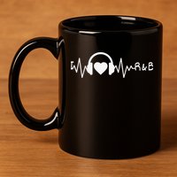 I Love R&B Heartbeat Rhythm and Blues Music 90's RnB 11oz C Handle Ceramic Mug