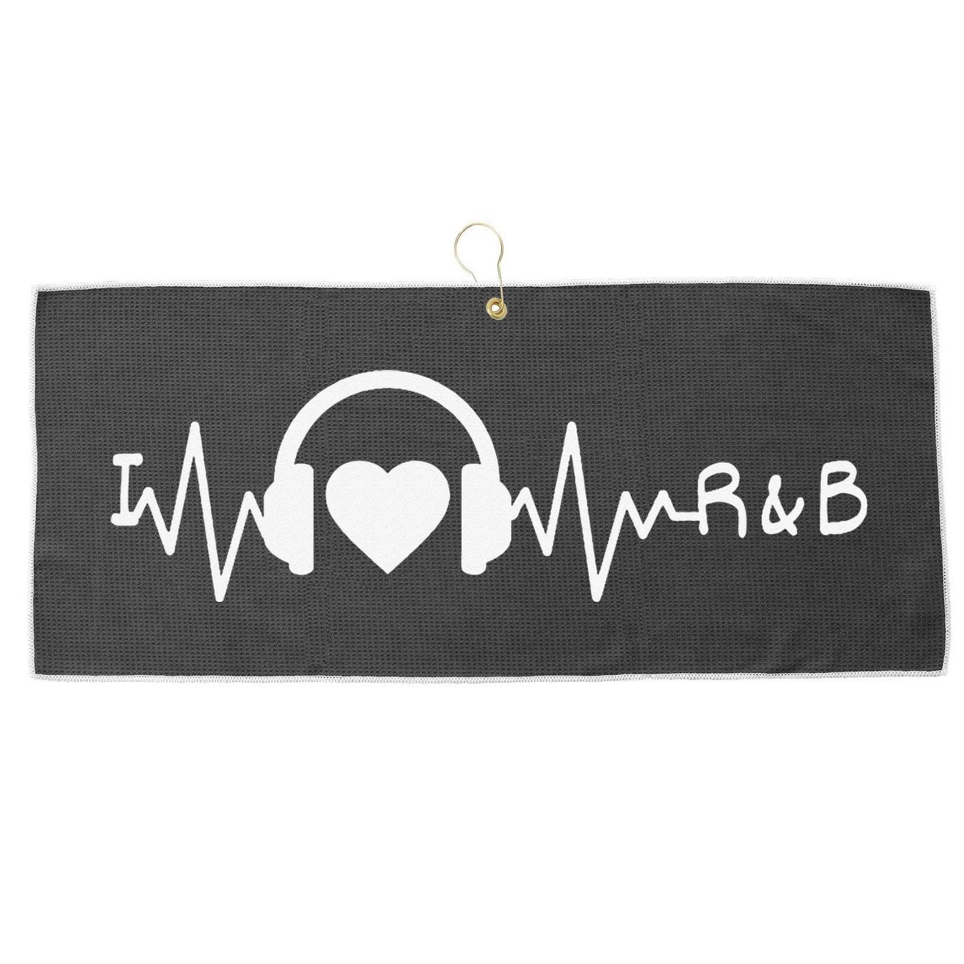 I Love R&B Heartbeat Rhythm and Blues Music 90's RnB Large Microfiber Waffle Golf Towel