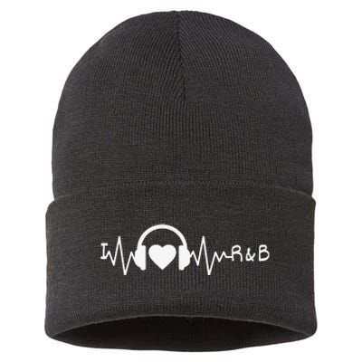 I Love R&B Heartbeat Rhythm and Blues Music 90's RnB Sustainable Knit Beanie