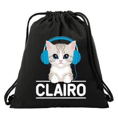 I Love Red Heart Personalized My Clairo First Name Cat Drawstring Bag