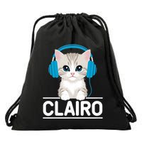 I Love Red Heart Personalized My Clairo First Name Cat Drawstring Bag
