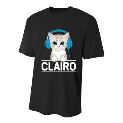 I Love Red Heart Personalized My Clairo First Name Cat Youth Performance Sprint T-Shirt