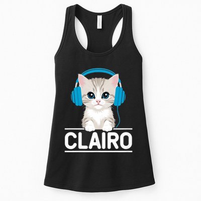 I Love Red Heart Personalized My Clairo First Name Cat Womens Tank Top