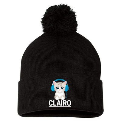 I Love Red Heart Personalized My Clairo First Name Cat Pom Pom 12in Knit Beanie