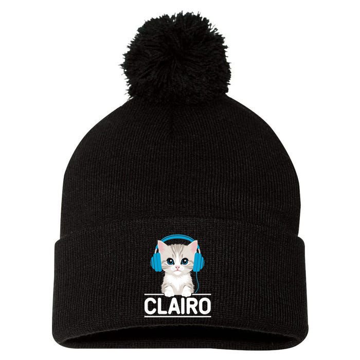 I Love Red Heart Personalized My Clairo First Name Cat Pom Pom 12in Knit Beanie