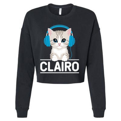 I Love Red Heart Personalized My Clairo First Name Cat Cropped Pullover Crew