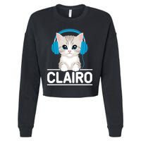 I Love Red Heart Personalized My Clairo First Name Cat Cropped Pullover Crew