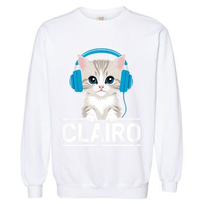 I Love Red Heart Personalized My Clairo First Name Cat Garment-Dyed Sweatshirt