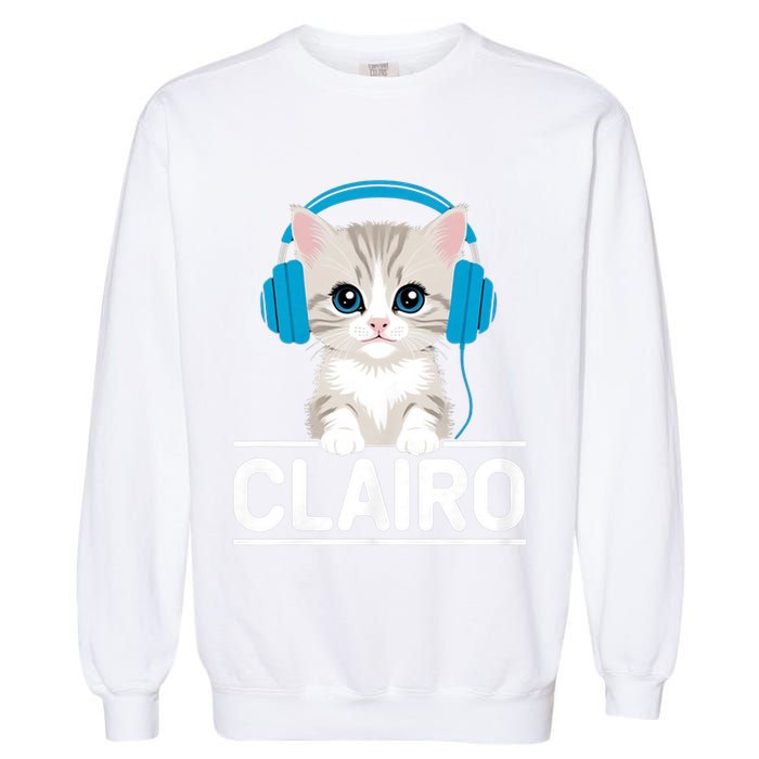 I Love Red Heart Personalized My Clairo First Name Cat Garment-Dyed Sweatshirt