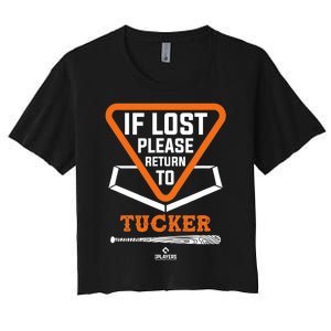 If Lost Return to Kyle Tucker Funny Baseball Sayings Women's Crop Top Tee