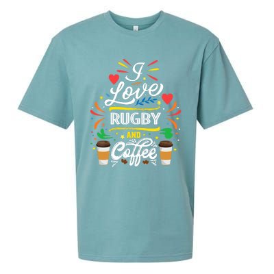 I Love RUGBY And Coffee Meme Sueded Cloud Jersey T-Shirt