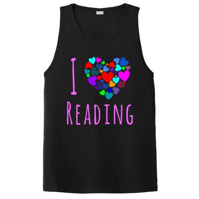 I Love Reading Gift Funny Gift Heart Love Books Reading Club PosiCharge Competitor Tank