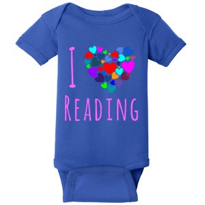 I Love Reading Gift Funny Gift Heart Love Books Reading Club Baby Bodysuit