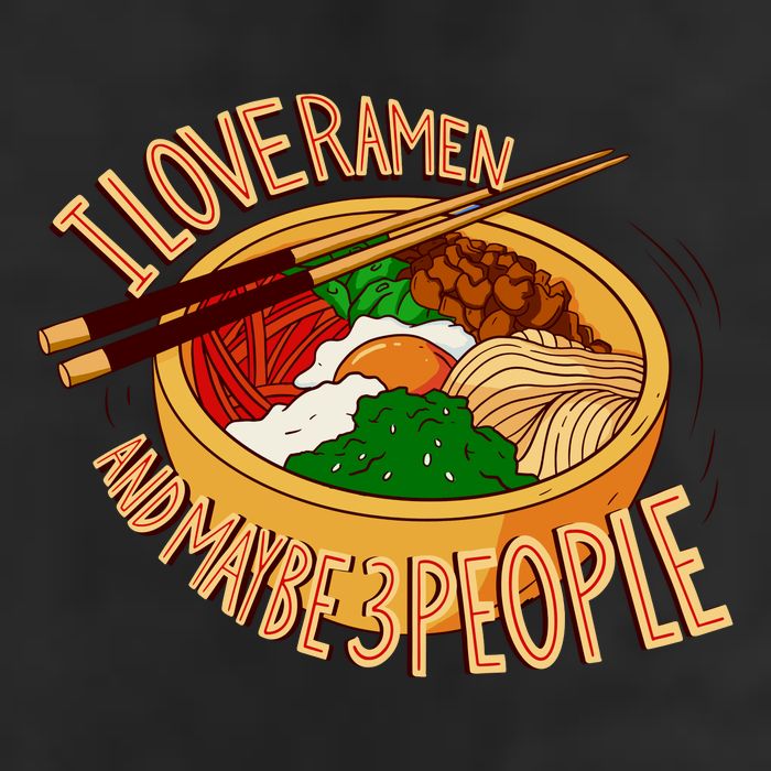 I Love Ramen Noodles And Maybe 3 People 7 Panel Mesh Trucker Snapback Hat