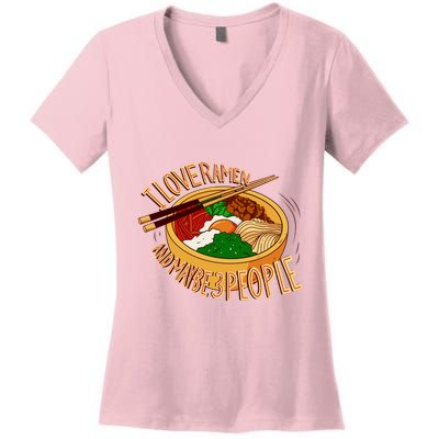 I Love Ramen Noodles And Maybe 3 People Women's V-Neck T-Shirt