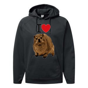 I Love Rock Hyrax I Love Daisies I Love Rock Rabbit Performance Fleece Hoodie