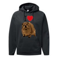 I Love Rock Hyrax I Love Daisies I Love Rock Rabbit Performance Fleece Hoodie