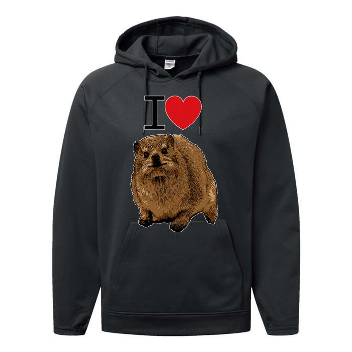 I Love Rock Hyrax I Love Daisies I Love Rock Rabbit Performance Fleece Hoodie