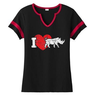 I Love Rhino Rhinoceros Safari Animal Zookeeper Zoology Ladies Halftime Notch Neck Tee