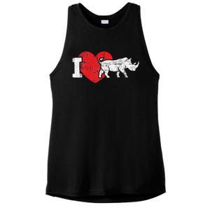 I Love Rhino Rhinoceros Safari Animal Zookeeper Zoology Ladies PosiCharge Tri-Blend Wicking Tank