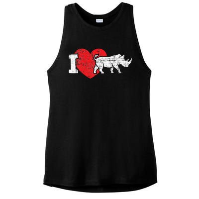 I Love Rhino Rhinoceros Safari Animal Zookeeper Zoology Ladies PosiCharge Tri-Blend Wicking Tank