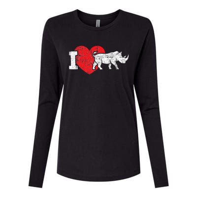 I Love Rhino Rhinoceros Safari Animal Zookeeper Zoology Womens Cotton Relaxed Long Sleeve T-Shirt