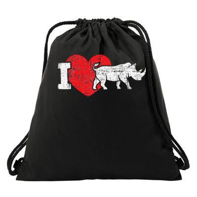 I Love Rhino Rhinoceros Safari Animal Zookeeper Zoology Drawstring Bag