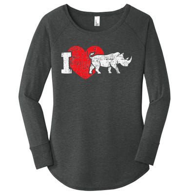 I Love Rhino Rhinoceros Safari Animal Zookeeper Zoology Women's Perfect Tri Tunic Long Sleeve Shirt