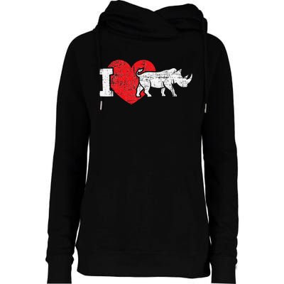 I Love Rhino Rhinoceros Safari Animal Zookeeper Zoology Womens Funnel Neck Pullover Hood