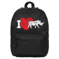 I Love Rhino Rhinoceros Safari Animal Zookeeper Zoology 16 in Basic Backpack