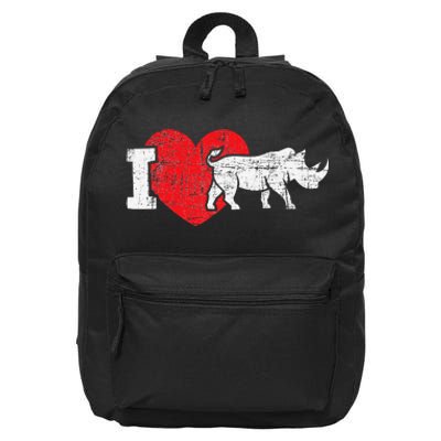 I Love Rhino Rhinoceros Safari Animal Zookeeper Zoology 16 in Basic Backpack