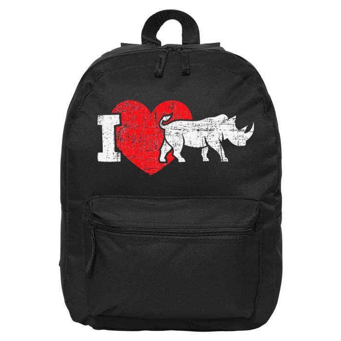 I Love Rhino Rhinoceros Safari Animal Zookeeper Zoology 16 in Basic Backpack