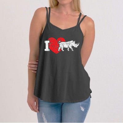 I Love Rhino Rhinoceros Safari Animal Zookeeper Zoology Women's Strappy Tank