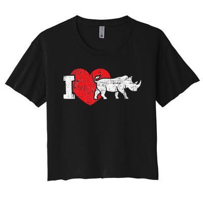 I Love Rhino Rhinoceros Safari Animal Zookeeper Zoology Women's Crop Top Tee