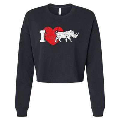 I Love Rhino Rhinoceros Safari Animal Zookeeper Zoology Cropped Pullover Crew