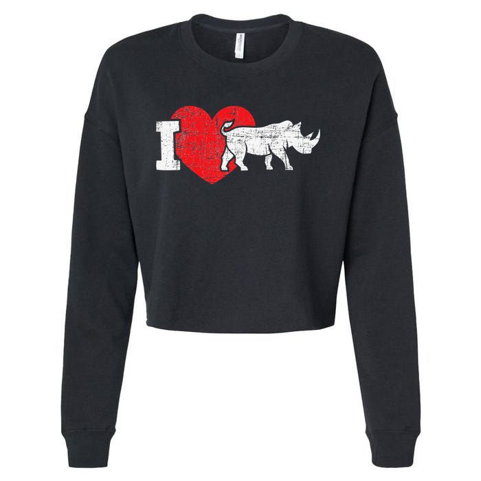 I Love Rhino Rhinoceros Safari Animal Zookeeper Zoology Cropped Pullover Crew