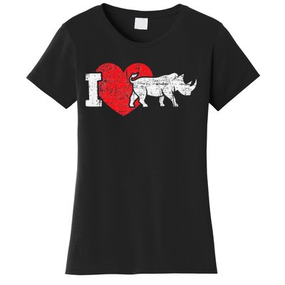 I Love Rhino Rhinoceros Safari Animal Zookeeper Zoology Women's T-Shirt