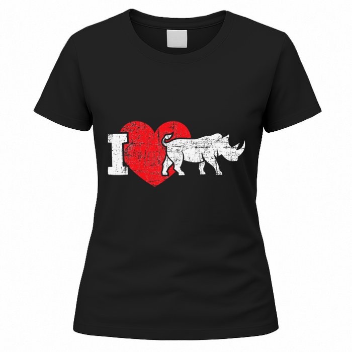 I Love Rhino Rhinoceros Safari Animal Zookeeper Zoology Women's T-Shirt