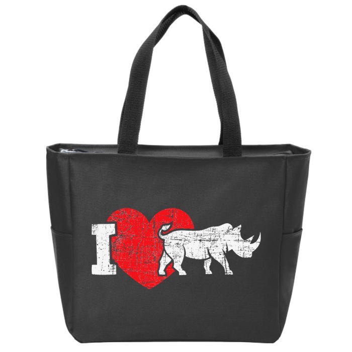 I Love Rhino Rhinoceros Safari Animal Zookeeper Zoology Zip Tote Bag