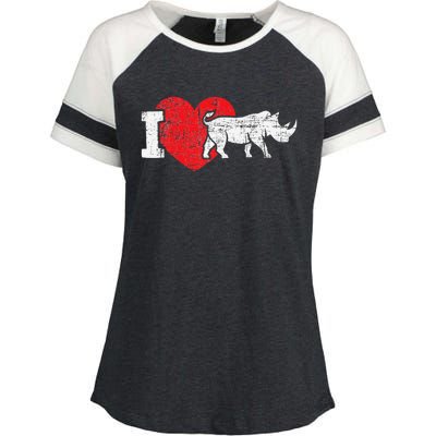 I Love Rhino Rhinoceros Safari Animal Zookeeper Zoology Enza Ladies Jersey Colorblock Tee