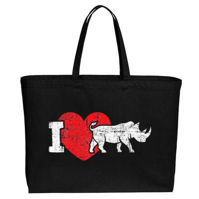 I Love Rhino Rhinoceros Safari Animal Zookeeper Zoology Cotton Canvas Jumbo Tote