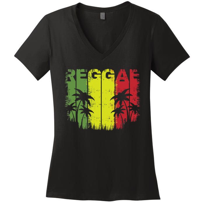 I Love Reggae Music Hoodie Women's V-Neck T-Shirt