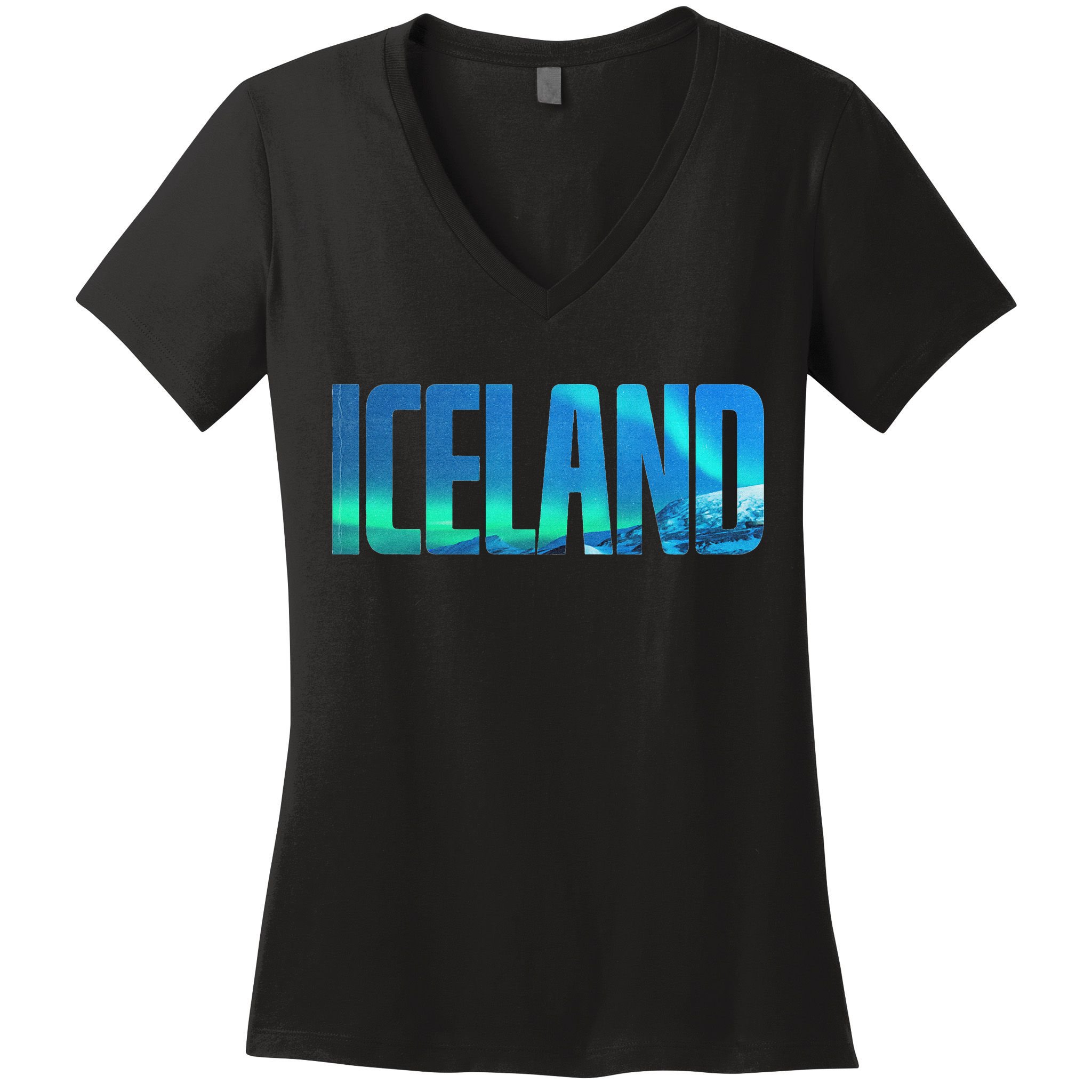Icelandic Lights Reykjavik Vacations Iceland Women's V-Neck T-Shirt