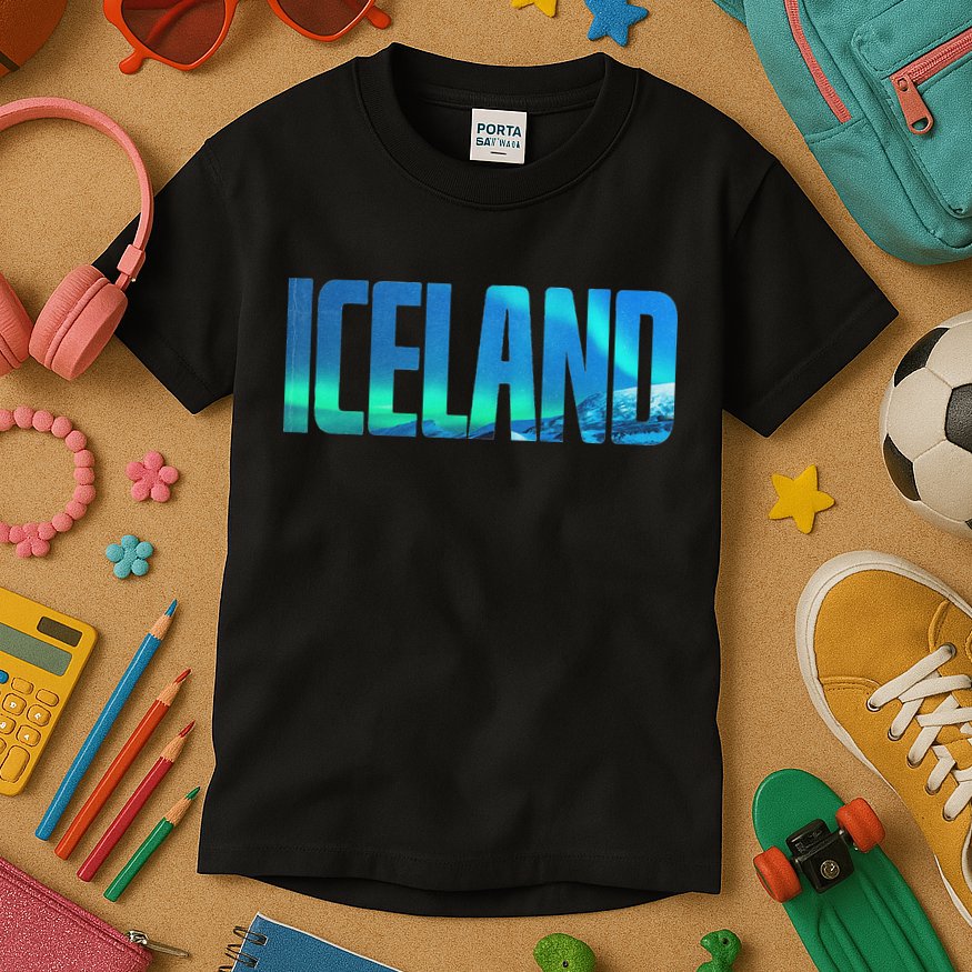 Icelandic Lights Reykjavik Vacations Iceland Kids T-Shirt