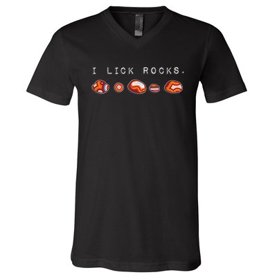 I Lick Rocks Agate Collector V-Neck T-Shirt