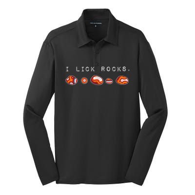 I Lick Rocks Agate Collector Silk Touch Performance Long Sleeve Polo